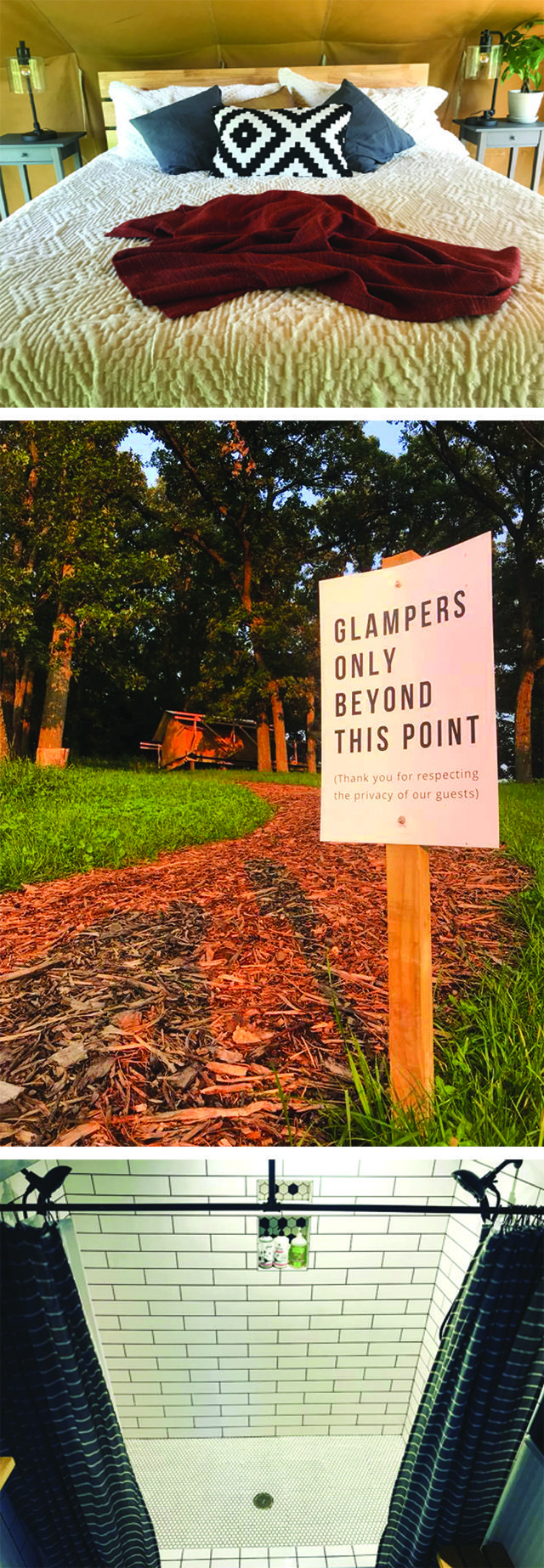 Glamping tents and renovated showers at Luna Valley Farm
