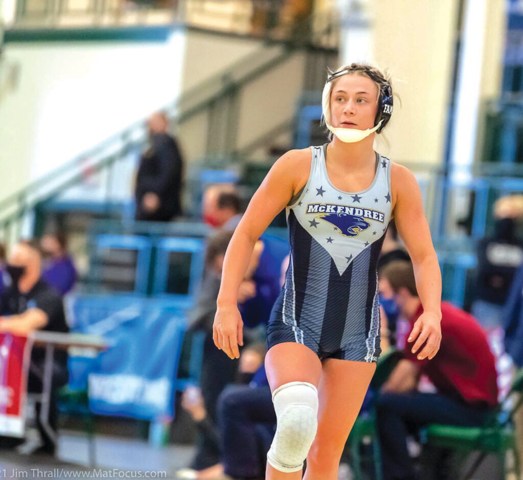 Felicity Taylor formerly wrestled at McKendree. She has since transferred to the University of Iowa. / Photo courtesy Jim Thrall – www.MatFocus.com