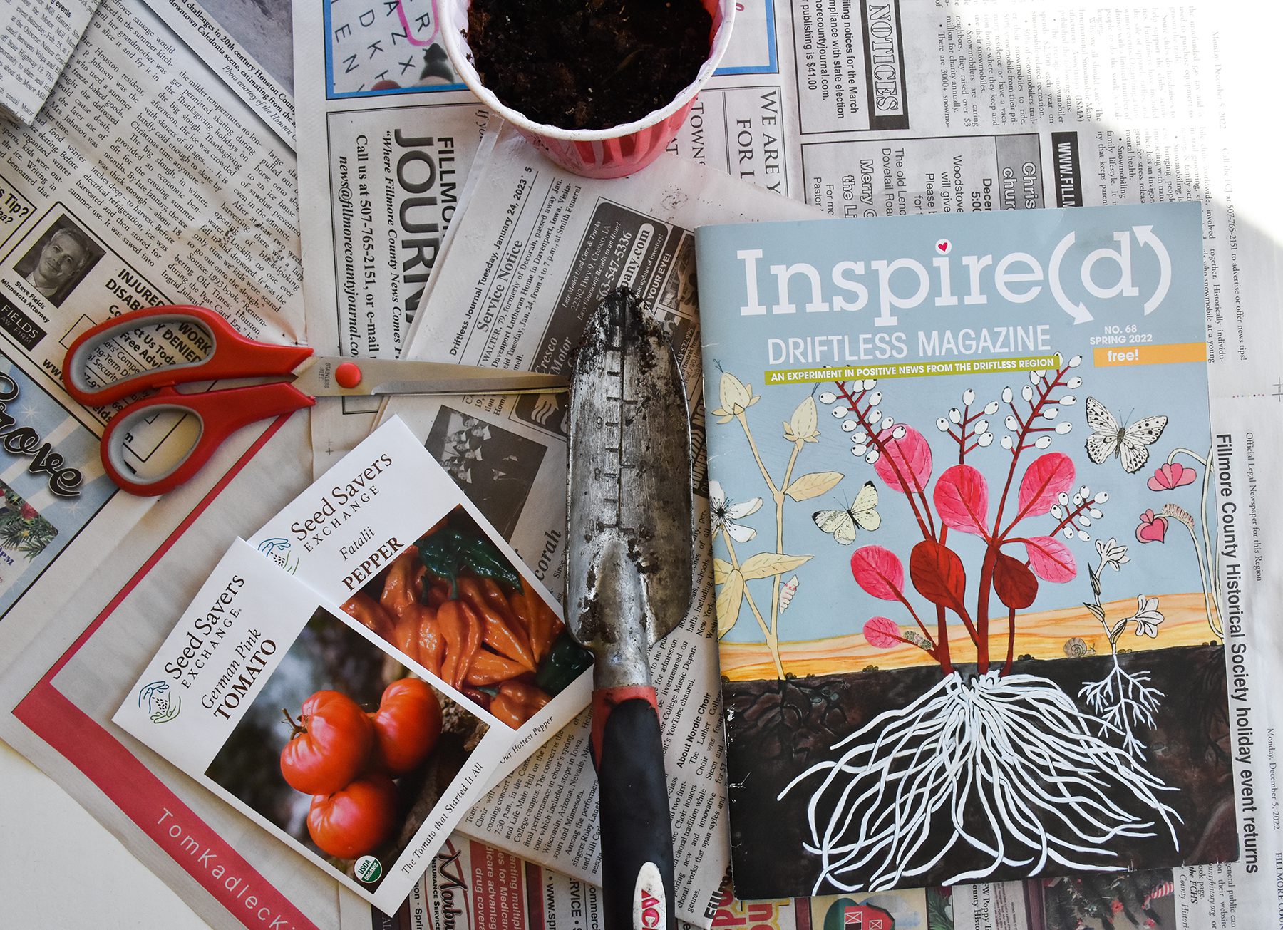 Supplies for Paper Seed Starter Boxes